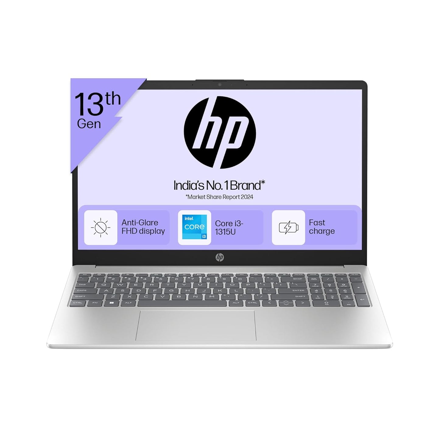 HP Laptop 39.6 cm (15.6) 15-fd0466TU HP Windows 11 Home 15,13Th Gen Intel Core I5-1334U(8GB DDR4,512GB SSD),Anti-Glare,Micro-Edge,15.6''/39.6Cm,FHD,Silver