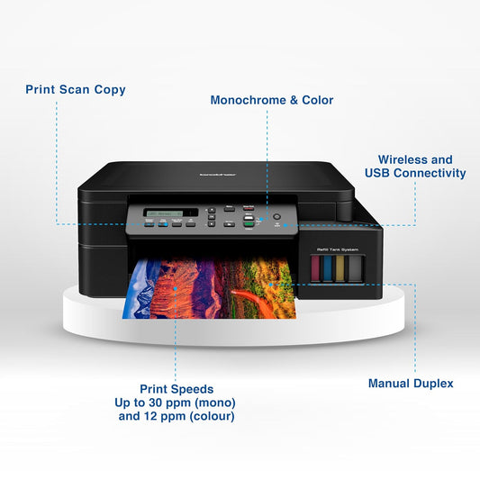 Brother DCP-T520W All-in One Ink Tank Refill System Printer with Built-in-Wireless Technology